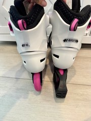 Rollerblade Apex Junior Adjustable Fitness Inline Skate, White/Pink 5.5-7.5