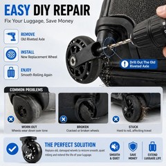76mm Luggage Wheel Replacement, Suitcase Wheels 76x24mm with 40mm x 24mm