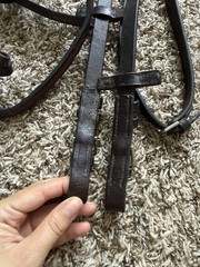 Full Size Silverleaf Brown Leather English Bridle “V” Bling Browband & Reins SHM