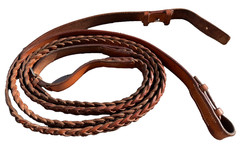 54″ Full Horse English Braided Leather Reins, Made in England, Color: Oak Bark