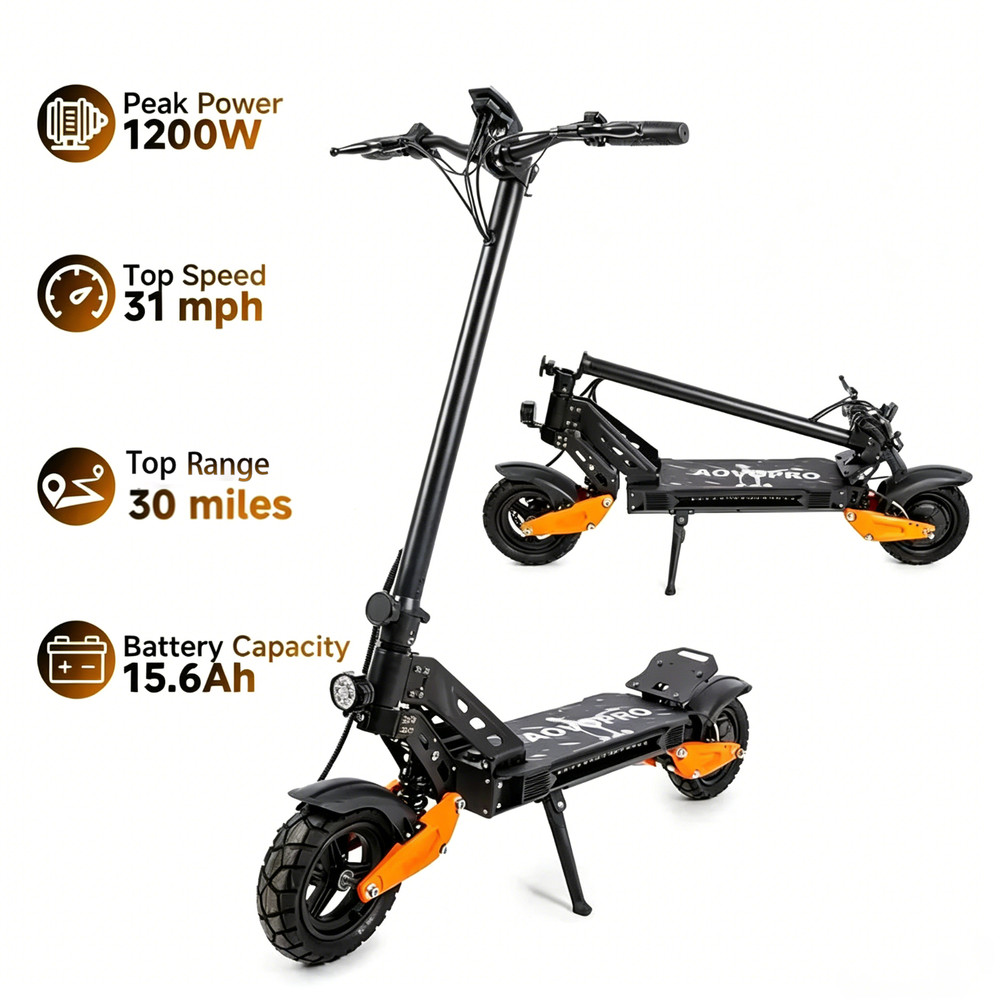 AOVOPRO Electric Scooter, 800W Off-Road ESCOOTER,31MPH Dual Suspension & Brakes