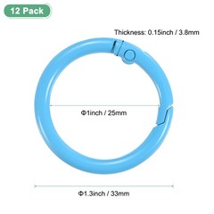 12-Pack Metal Spring O Rings, 1″ Zinc Alloy Keyring Buckle [Blue]