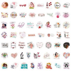 30Pcs Random Cute Colorful Happy Mother’s Day Love You Mom Waterproof Stickers