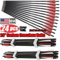 24X 20 inch Archery Hunting Carbon Crossbow Bolts Half Moon Nock OD 8.8mm Arrows