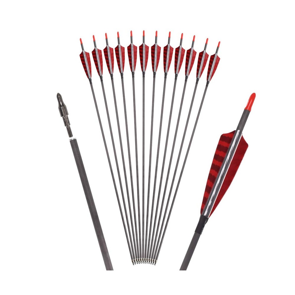Elong 6/12PCS 30″ Arrows for Compound Bows,Pure Carbon Hunting Arrows for Arc…