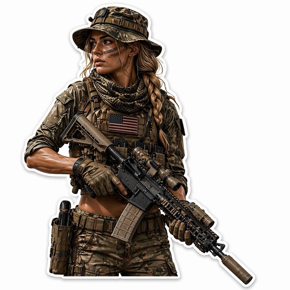 Cartoon Girl Operator AR 15 Sticker Car Gun Decal Tactical Military NVG Anime