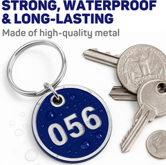 Metal Key Tags 1-100 – Durable Alloy Steel Numbered Tags in Blue Sequential R…