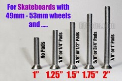 Truck Hardware • 2” for Skateboard or Longboard • No Rust Stainless Screws Bolts