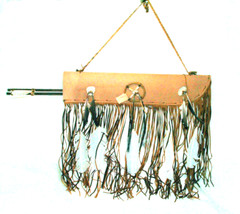 21″ Leather Leather Quiver w/ Medicine Wheel & 2 Arrows Native American 01