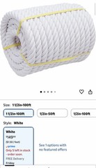 NEW! White Cotton Rope 1 1/2 inch x 100 feet! (Sells for $150 on Amazon)