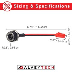 AlveyTech Coaxial Charger Port (5.5 mm OD, 2.5 mm ID) for GOTRAX GXL, GXL V2,…