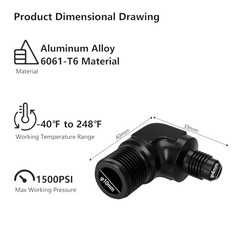 4AN to 3/8″ NPT 90 Degree Aluminium Male Fitting Adapter () YZSTL-4AN-3/8NPT-90