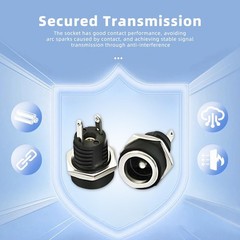 25PCS 5.5mmx2.1mm 2 Pins DC Power Jack Female Panel Mount Connector with Hex …