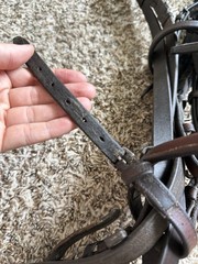 Full Size Silverleaf Brown Leather English Bridle “V” Bling Browband & Reins SHM