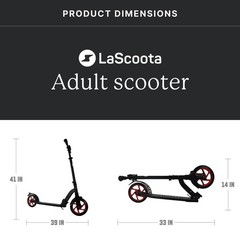 Lascoota Adult Kick Scooter – Black, 264 lb Capacity 264 lbs Capacity, Black