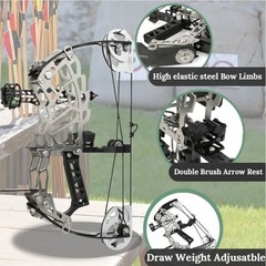 13″ Archery Short-axis Compound Bow Set 15-32lb Adjustable Steel Hunting Target