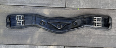ExionPro Anatomical Dressage Girth Black Leather 60cm 24in Shoulder Relief