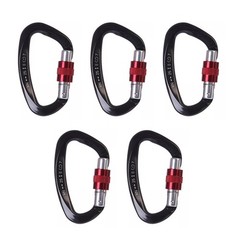 5Pcs Black 25KN D Shape Duty Screwgate Locking Carabiner For Climbing Caving eq