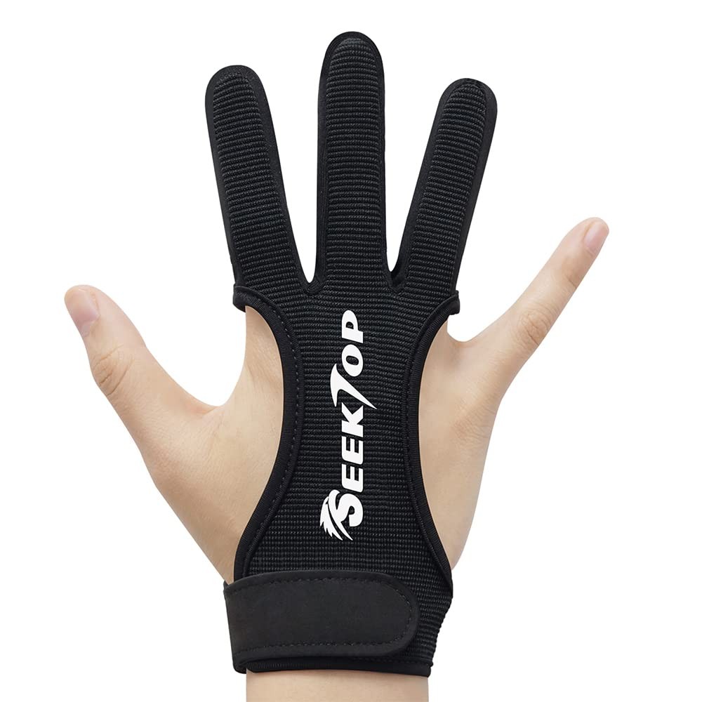 Archery Shooting Gloves Three Finger Leather Protector for Hunting Practice