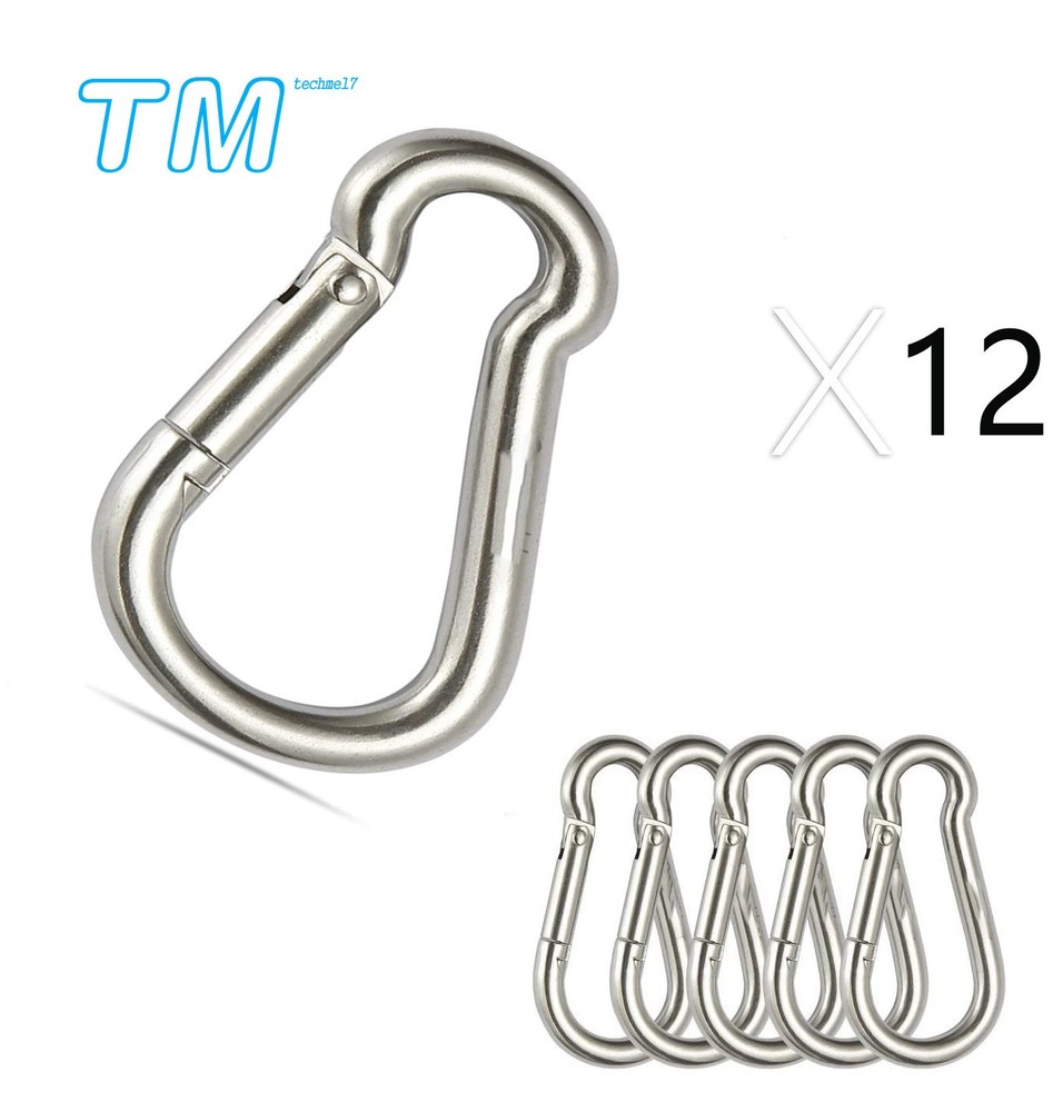 304 Stainless Steel Heavy Duty Carabiner Clip Spring Snap Hook ,Set of 12