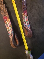 used leather headstall sliding ear feather bling