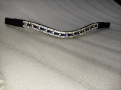 Beautiful Five Row Crystal Brow-Band Leather Horse Bridle Part For Horse.