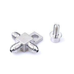 Stainless Steel AN3-3AN Male Brake Hose End Tee Block with screw 1/4-20 unf