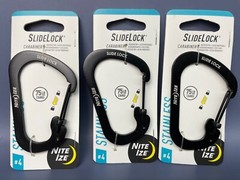3 Pack NEW Nite Ize Slide Lock Carabiner Stainless Black #4 75lb 34kg CSL4-01-R6