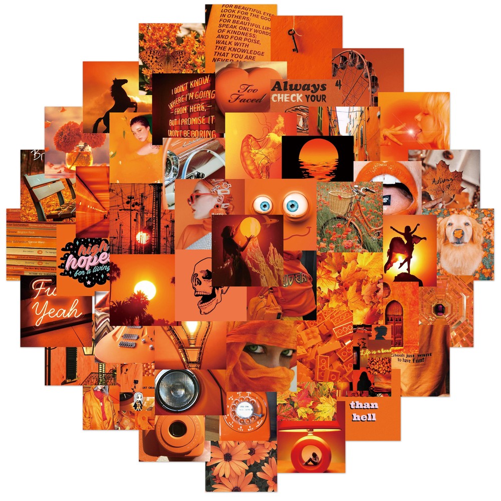 100Pcs Small Fresh Orange Landscape Kids Stickers Anime Cartoon Waterproof
