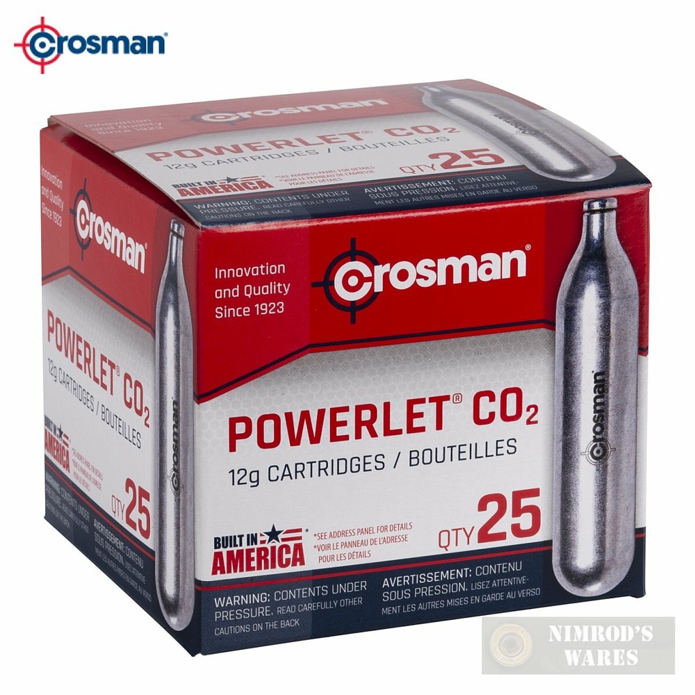 Crosman POWERLET CO2 CARTRIDGES 25-Count 12g Airgun Airsoft 2311 FAST SHIP