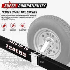 Trailer Spare Tire Mount with Lock, 120LBS Spare Tire Carrier for Utility Tra…
