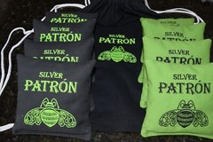 8 Quality Cornhole Bags Plus Carrying Bag! Silver Patron! Whole Corn or Pellets