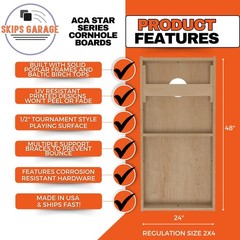 Aztec Wood Cornhole Boards Foldable Legs Carry Case UV Resistant Poplar Frame