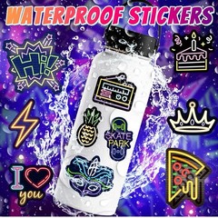 30Pcs Random Cool Neon Waterproof Vinyl Stickers For Water Bottle Laptop