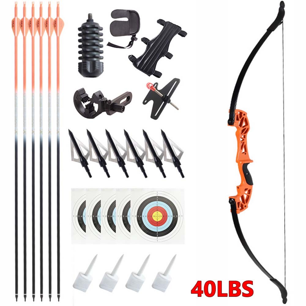 40lbs 53″ Takedown Recurve Bow Right Hand Target Arrow Shooting Practice Bow Set
