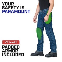 Men’s Riding Pants with CE LEVEL2 Armor – Dark Blue 34W x 32L Light Blue