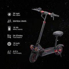48V 800W Fat Tire Electric Scooter 10″ Off-Road High Speed 28MPH Long Range