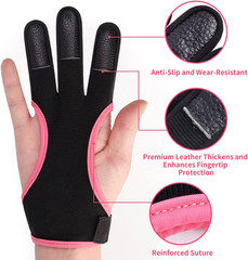 Archery Gloves Leather Practice Hunting Three Finger Protector for Youth Adult B