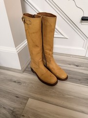 Frye Campus Low Heel Tall Riding Wide Calf Boots FR42112 Banana Women 9B