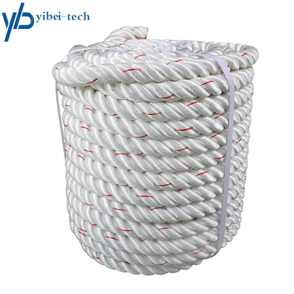 1inch × 120FT High Strength Braided Rope Breaking Strength 3400 Pounds White Red