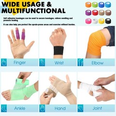 24 Pack Self Adhesive Bandage Wrap, 1 in x 5 Yards Non-Woven Self Adherent Co…
