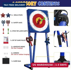 Axe Throwing Game for Backyard – Steel Frame Ax Throw Kit for Kids & Adults – Br