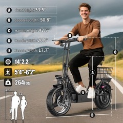 749W Off-road Electric Scooter, 48V 15A Large-capacity Battery, 35 Miles