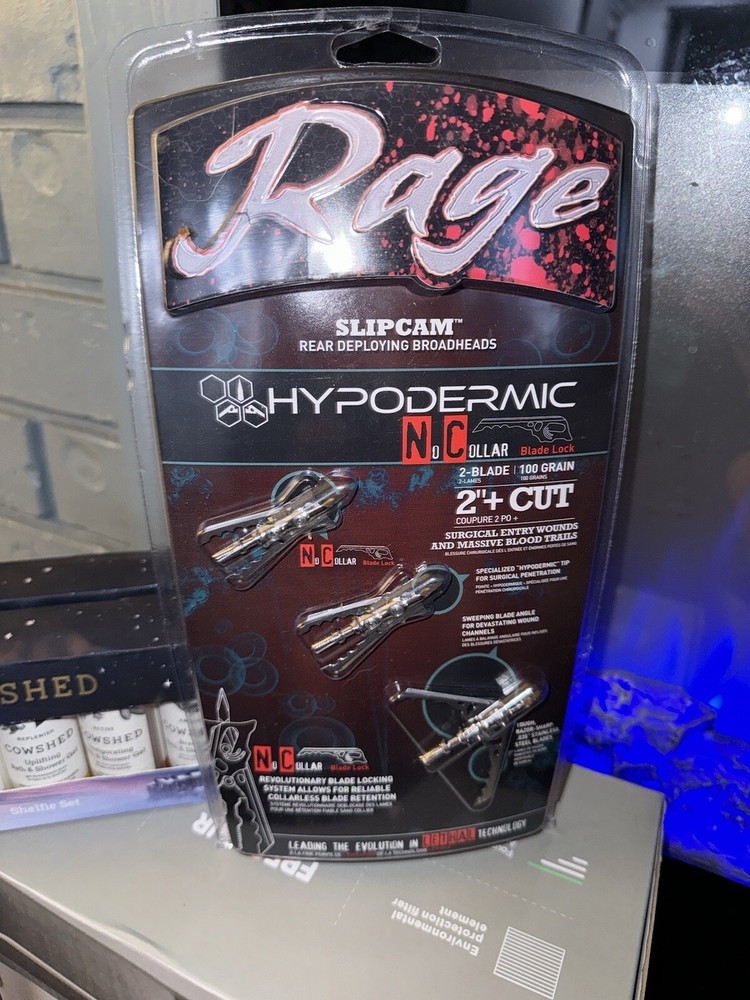 Rage R39100 Hypodermic 2 Blade 100 Grain Broad Heads – 3 Pack