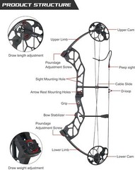 19-70lbs Adjustable Hunting Compound Bow Set 320FPS for Archery RH Shooting
