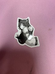 black and white lewd waifu stickers #5