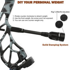 6-12 Inch Archery Bow Stabilizer for Compound Bows – 3K Carbon Fiber, Damping Sy