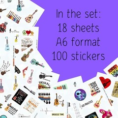 100Pcs Ukulele Stickers for Water Bottle and Laptop – Ukulele Party Supplies …