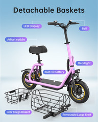 GYROOR C1Pro 550W Electric Scooter for Adults with Shock Absorption