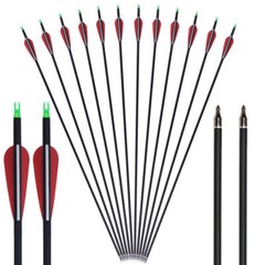 12Pcs Archery 28″/30″/32″ Carbon Arrows SP500 Hunting for Compound Recurve Bow